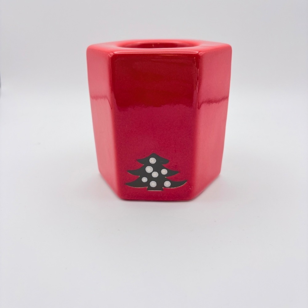 Waechtersbach Christmas Tree Tea Candle Holder Ceramic Red Holiday 3.5" Germany
